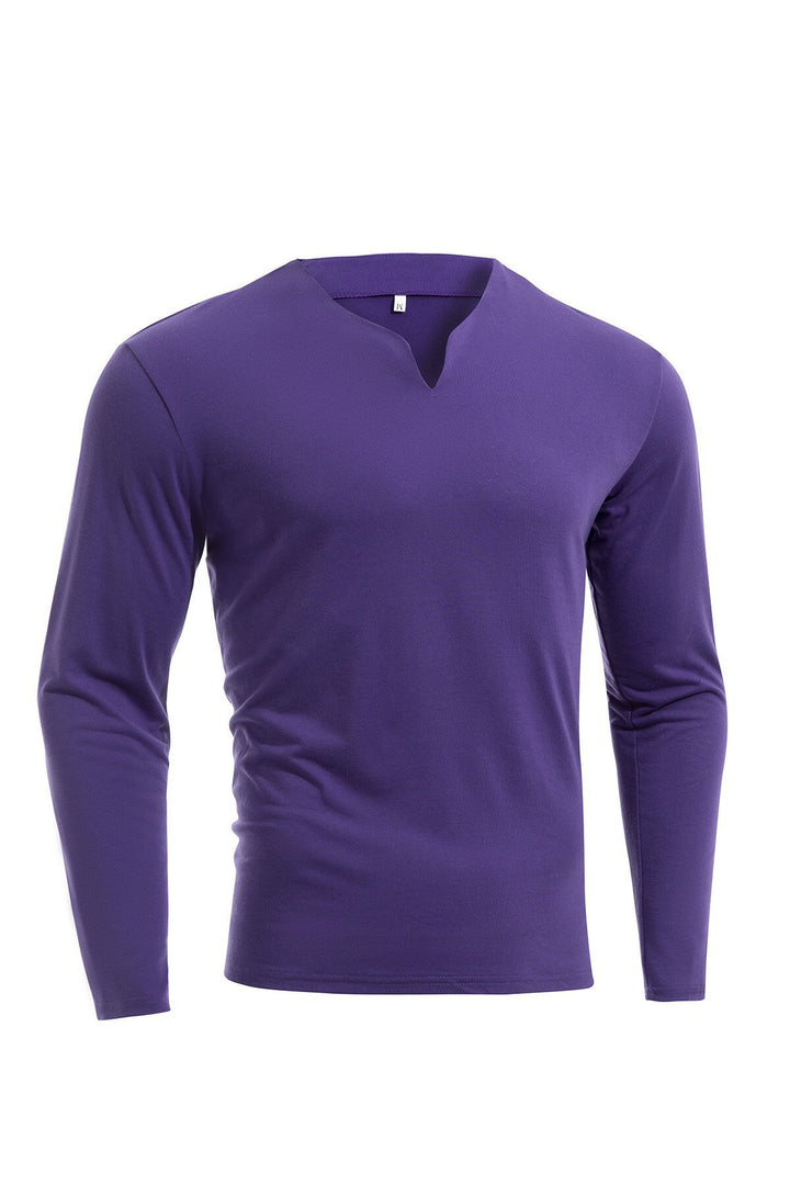 Herren nan Langarmshirt mit V-Ausschnitt Slim Fit Baumwollmix und elastischem Komfortbund Drune