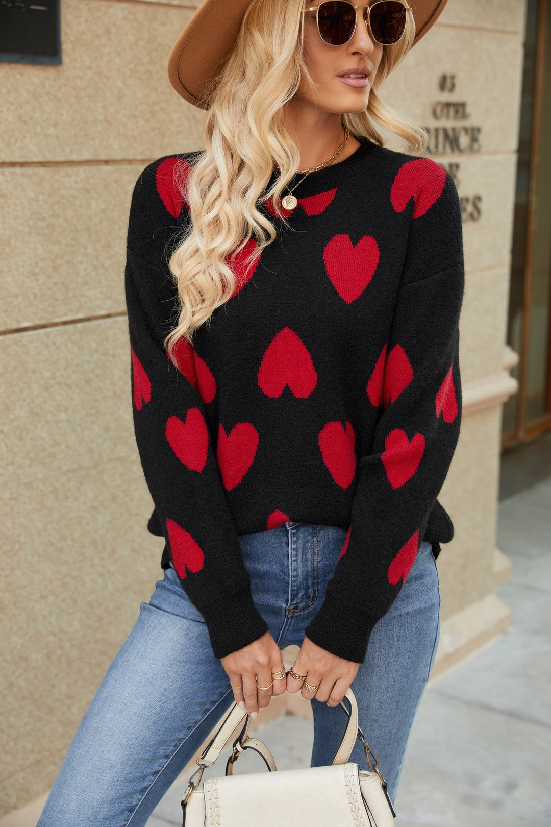 Damen Pullover mit Herzmuster Drune