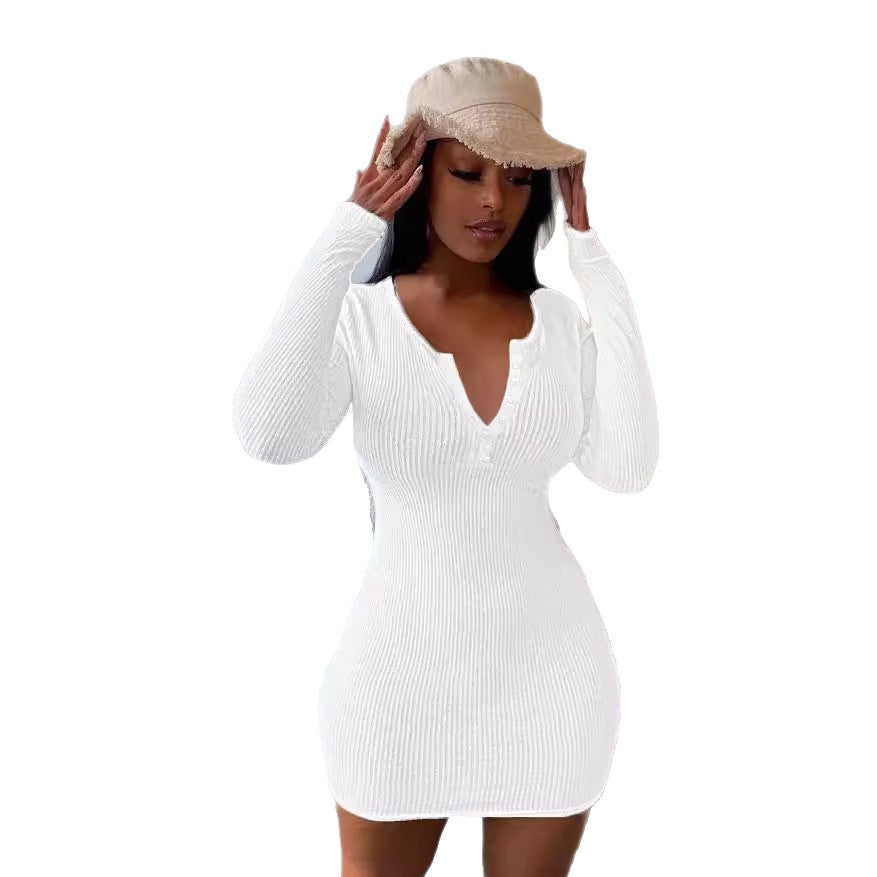 Damen Strickkleid mit Knopfleiste und taillierter Passform Drune