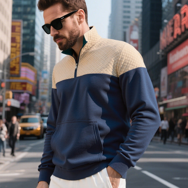Herren modischer Sweatshirt mit hohem Kragen und zwei Taschen Drune