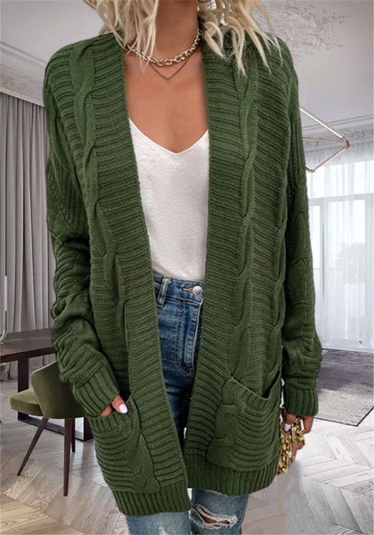 Drune | Strickjacke Wollmischung Übergröße Schnitt Grobstrick mit Taschen