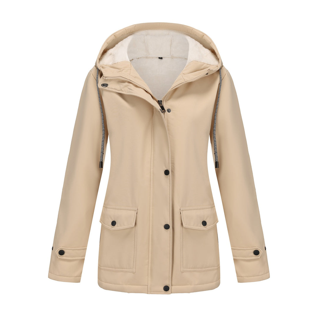 Damen wasserdichte Kapuzenjacke mit weichem Fleece-Futter Drune