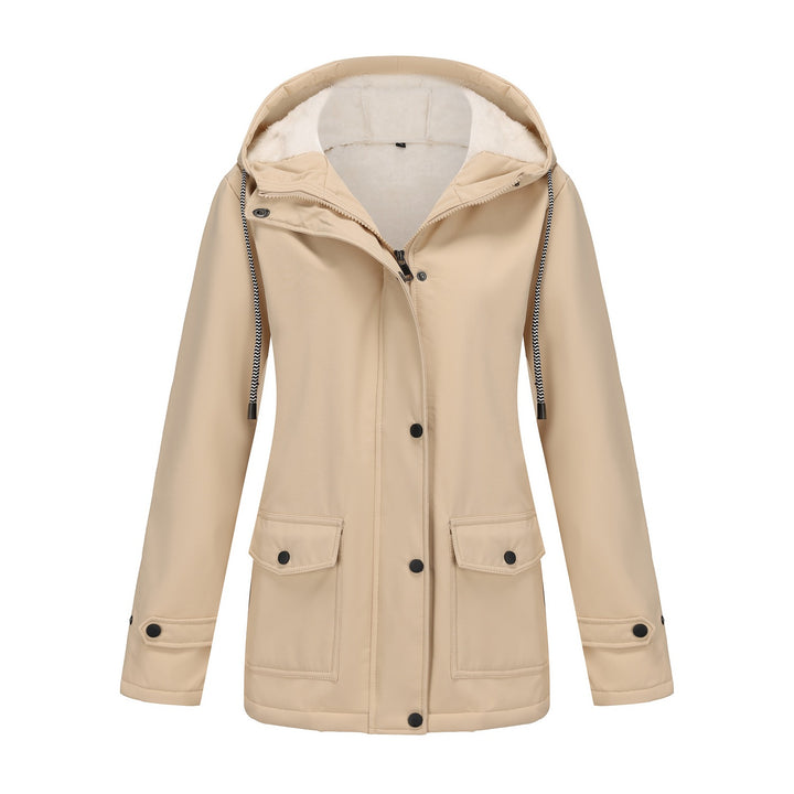 Damen wasserdichte Kapuzenjacke mit weichem Fleece-Futter Drune