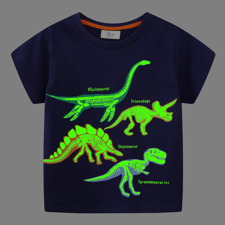 Jungen T-Shirt mit Dinosaurier-Skelett-Motiv Drune