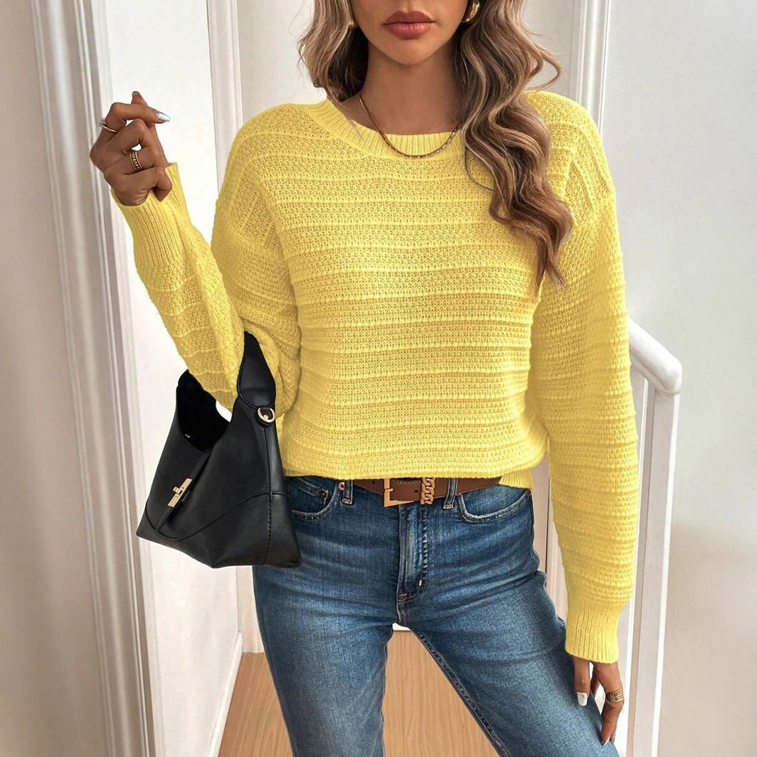 Damen Strickpullover mit verspieltem Schleifendetail im Rücken und modernem V-Ausschnitt Drune