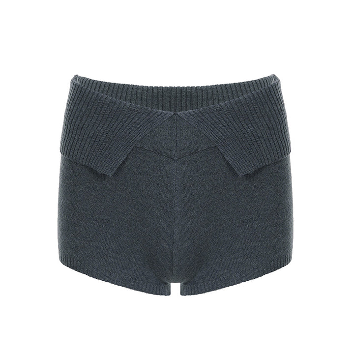 Damen Short mit hohem, komfortablem Bund und strukturiertem Strickdesign Drune