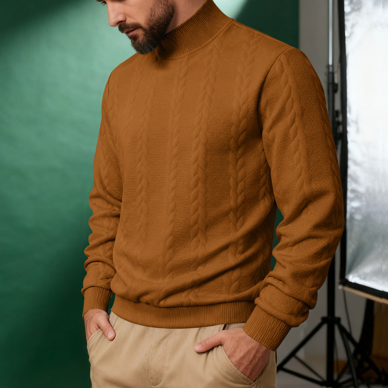 Herren nan Strickpullover mit Stehkragen, Zopfmuster, weichem Rippbündchen und Regular Fit Drune
