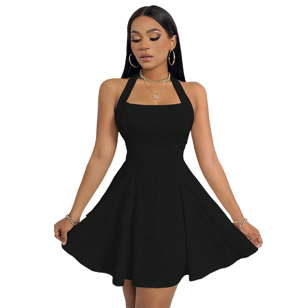 Damen A-Linien Abendkleid mit tiefem Ausschnitt und schwingendem Saum Drune