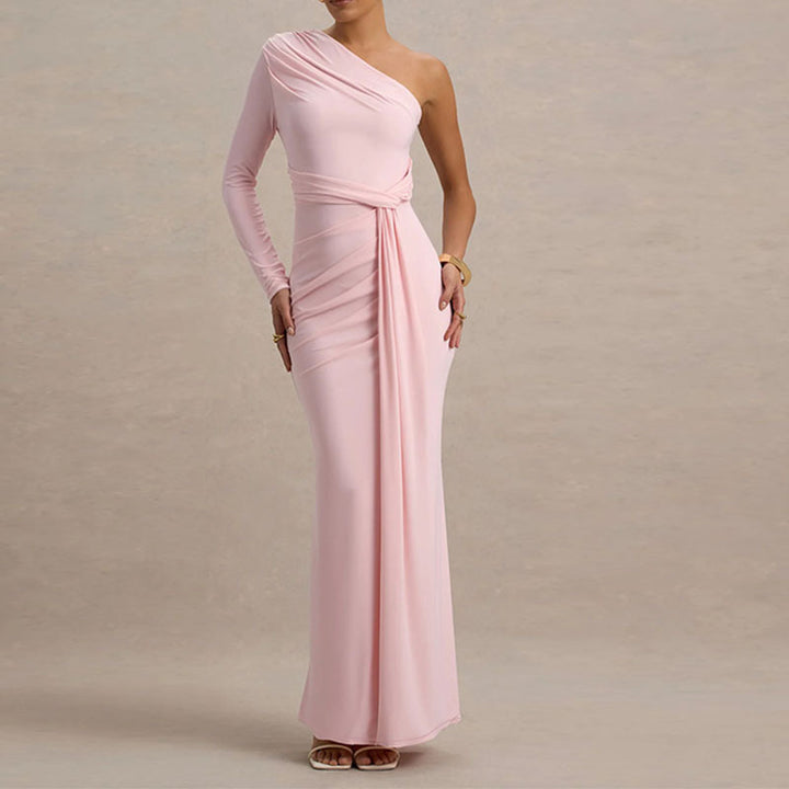 Damen Elegantes schulterfreies Maxikleid mit geschwungenem Rüschendesign Drune