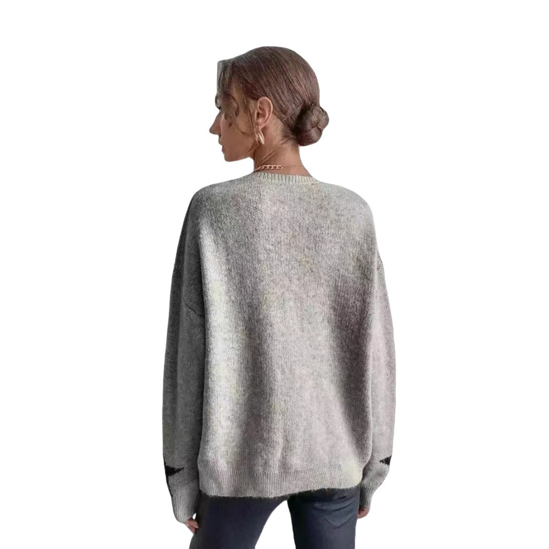 Damen Modischer Strickpullover mit Sternenmuster Drune