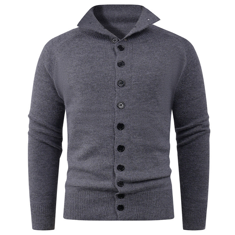 Herren Strickpullover mit hohem Kragen und Knopfverschluss Drune