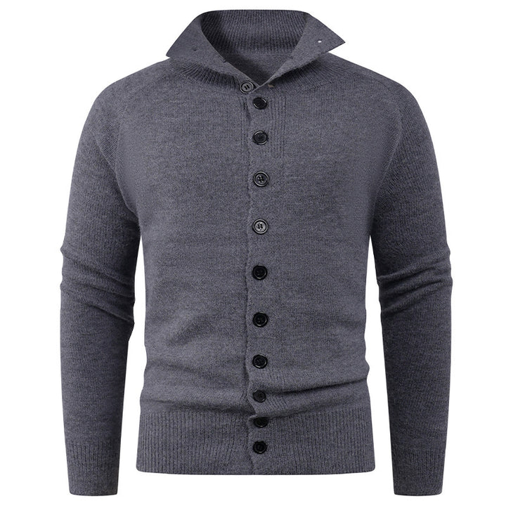 Herren Strickpullover mit hohem Kragen und Knopfverschluss Drune