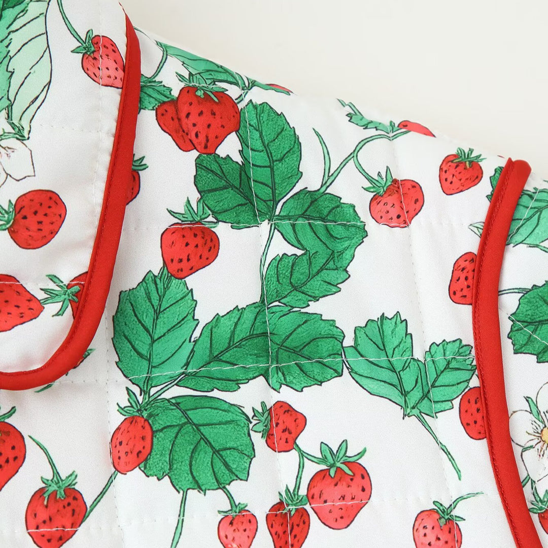 Damen gestepptes Trend-Jackett mit Erdbeer-Muster Drune