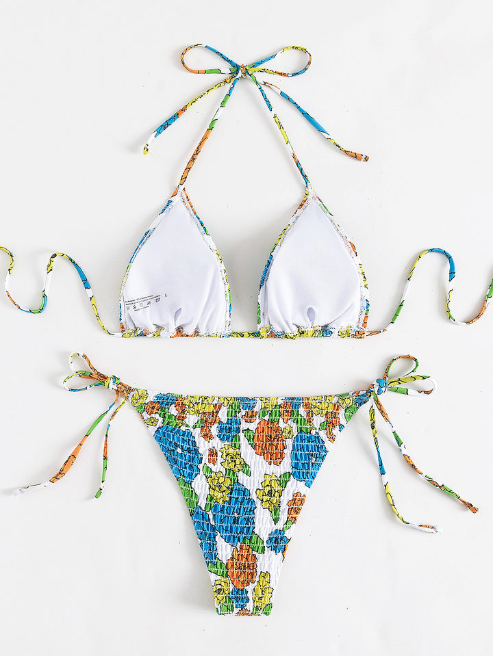 Damen Triangel-Bikini mit verspieltem Raff-Design Drune