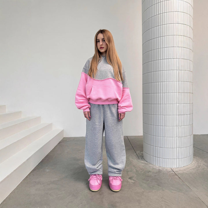 Damen sportliches Freizeit-Loungewear-Set mit kontrastierenden Einsätzen Drune