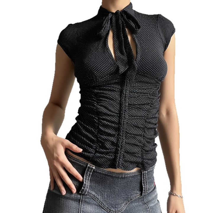Damen elegant geschnittenes Oberteil mit raffinierten Rüschendetails und modischen Schleifen Drune