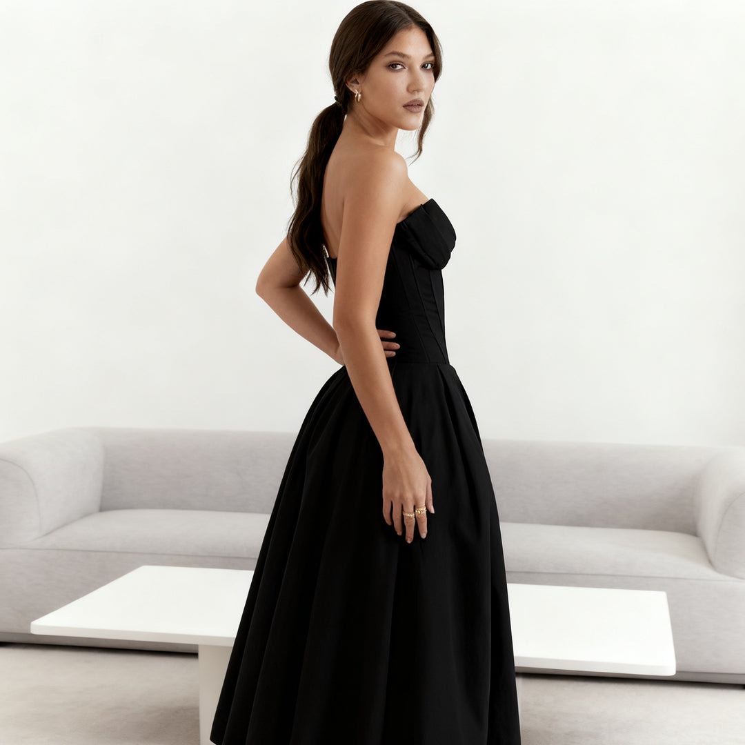 Damen Elegant geschnittenes Korsettkleid mit schwingendem Rock Drune