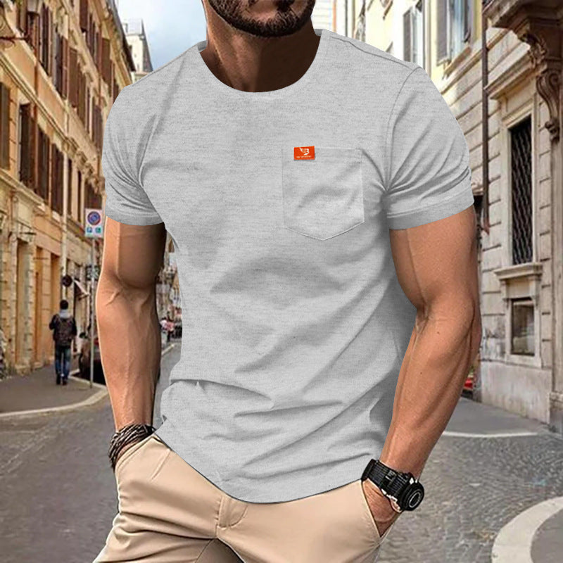 Herren nan Singlejersey-Kurzarmshirt mit aufgesetzter Brusttasche, verstärkten Nähten und Rundhalsausschnitt Drune