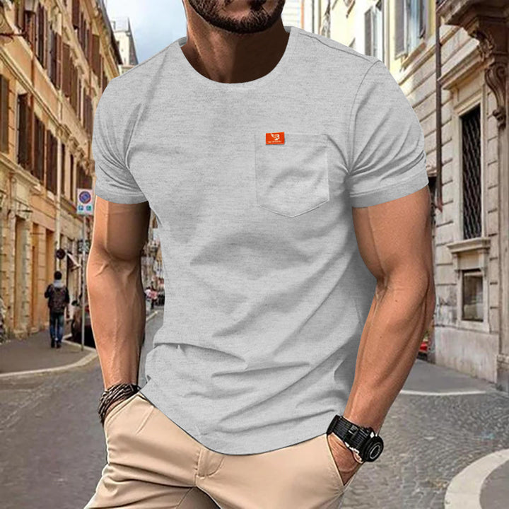 Herren nan Singlejersey-Kurzarmshirt mit aufgesetzter Brusttasche, verstärkten Nähten und Rundhalsausschnitt Drune