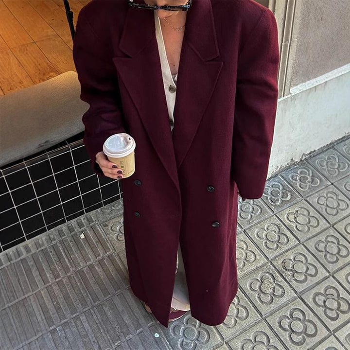 Damen eleganter Wool Coat mit doppelter Knopfleiste Drune