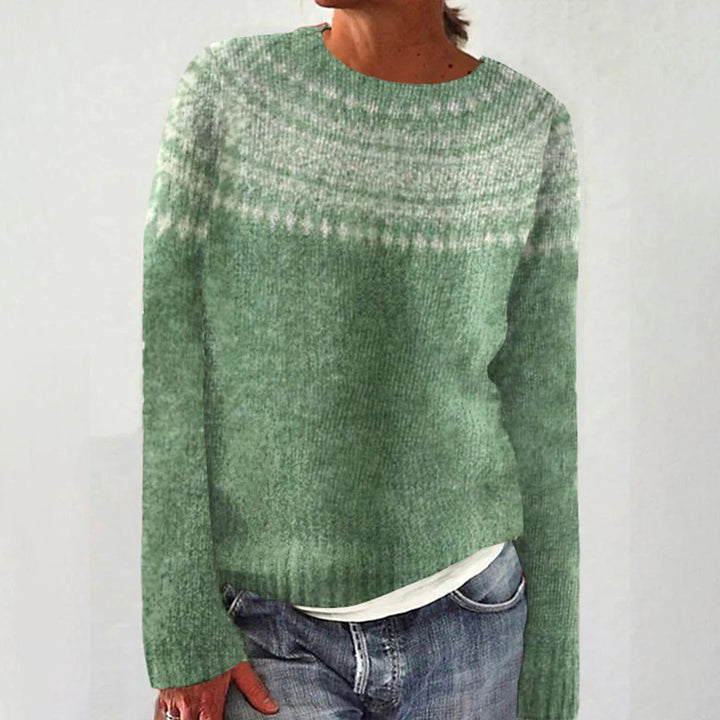 Damen weicher Strickpullover mit einzigartigem Schneeflocken-Stickerei Drune