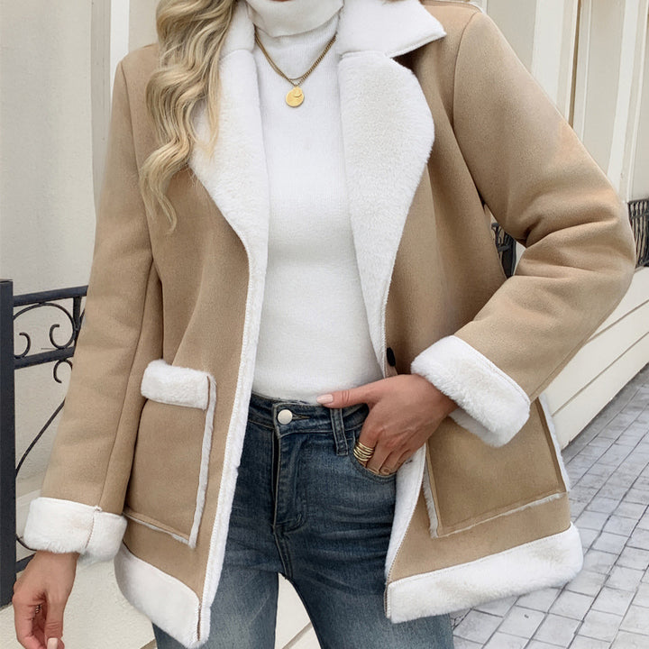 Damen Modische und gemütliche Jacke mit Teddyfutter Drune