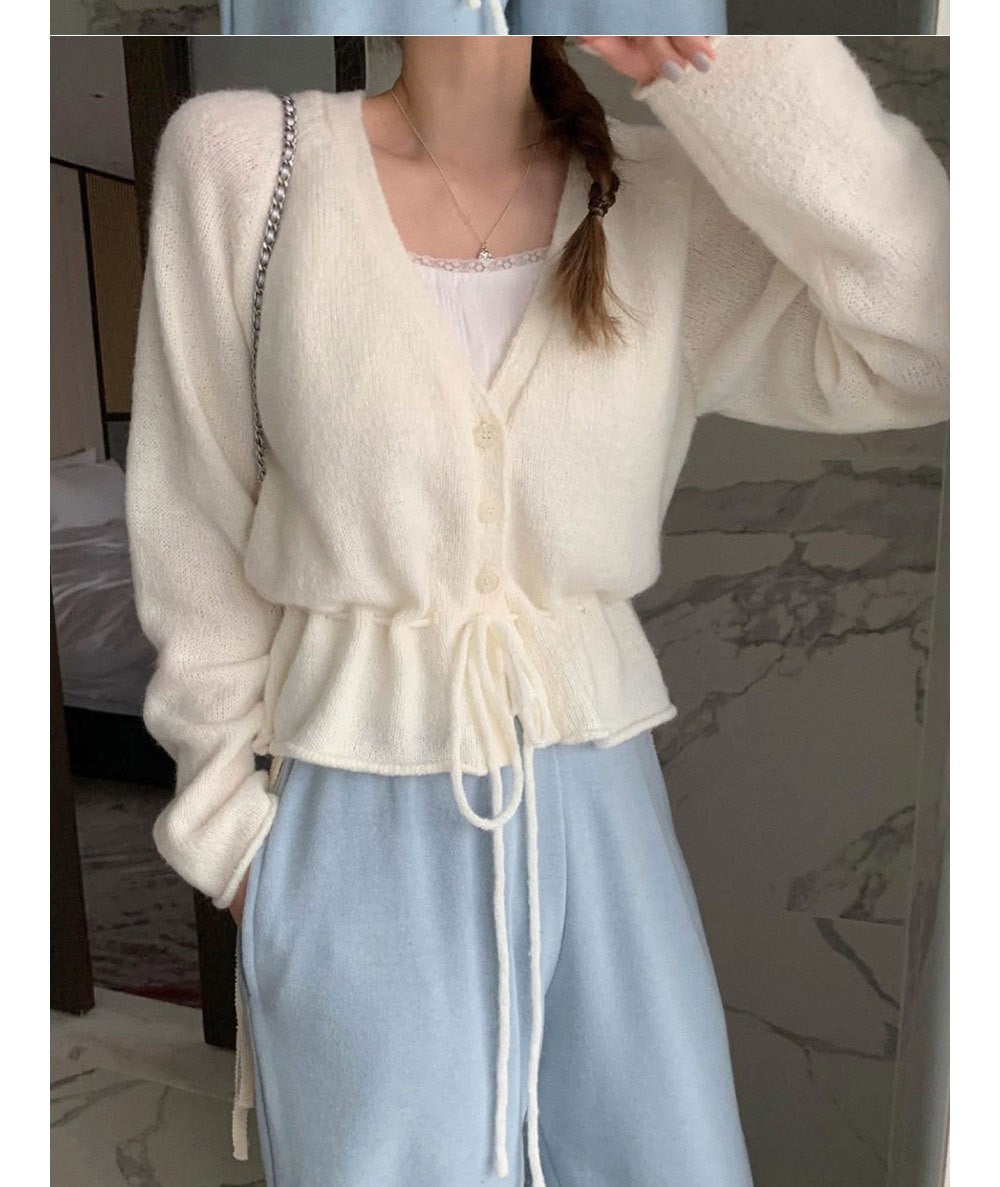 Damen Strickjacke mit taillierbarem Bindegürtel und luftigen Ärmeln Drune