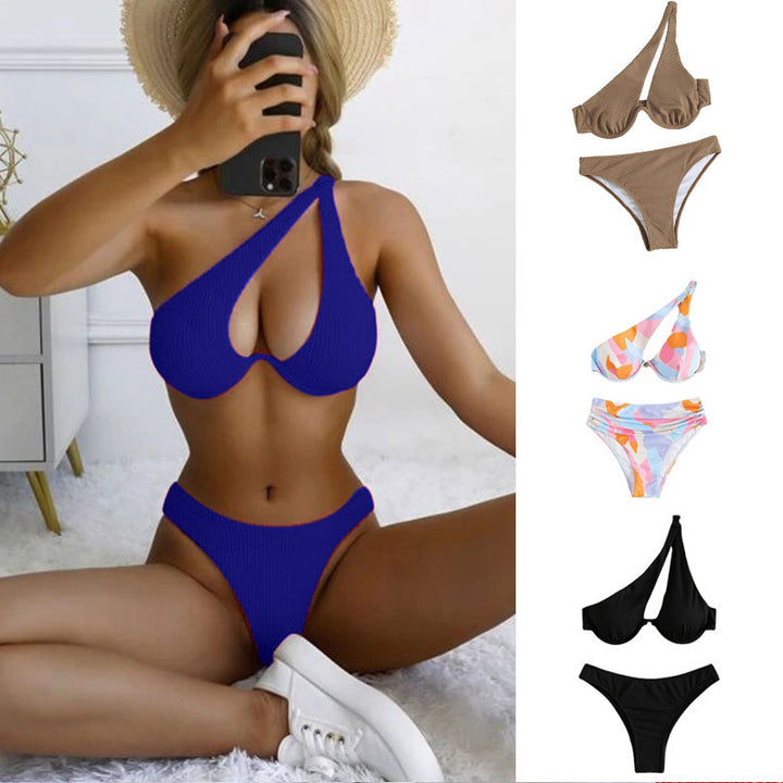 Damen Bikini-Set mit dreieckigem Oberteil und hoch geschnittenem Unterteil Drune