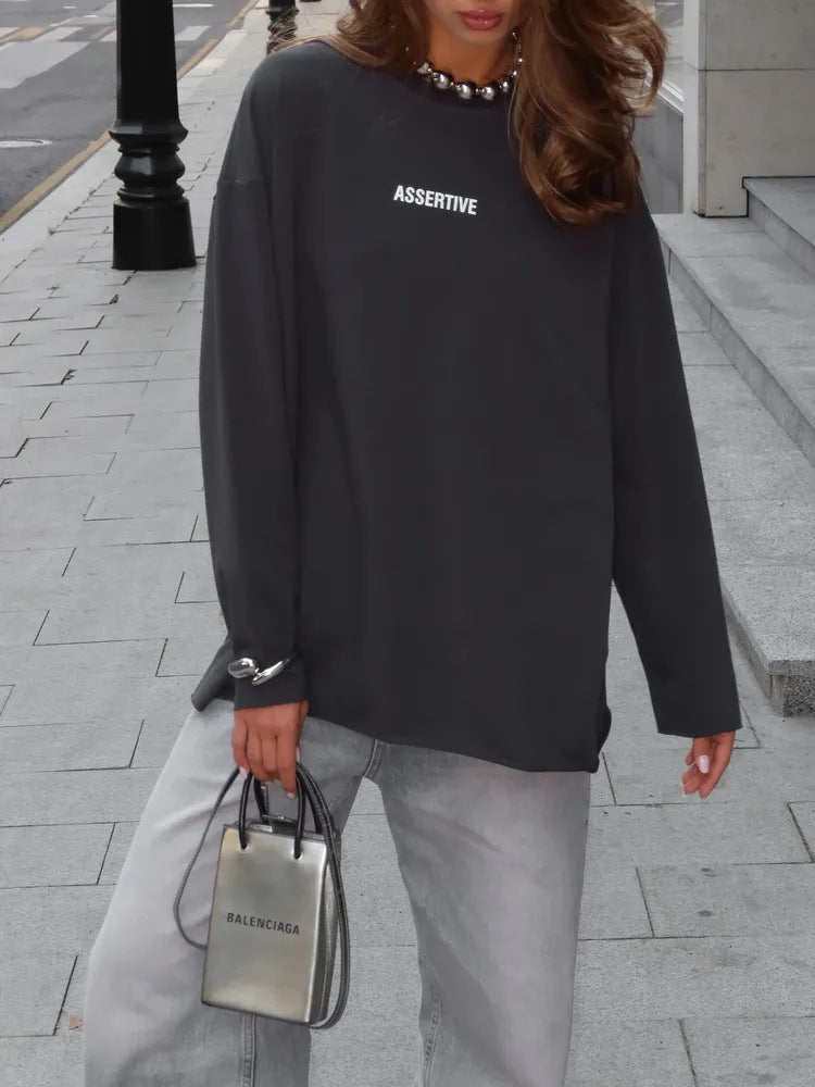 Damen lässiges Oversized Sweatshirt mit Druckmotiv Drune