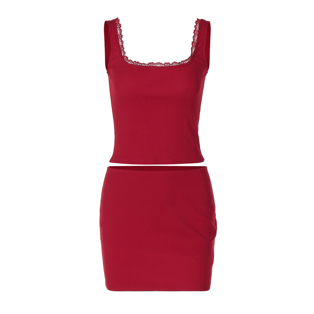 Damen Slim Fit Kleid mit Spitzenakzenten Drune