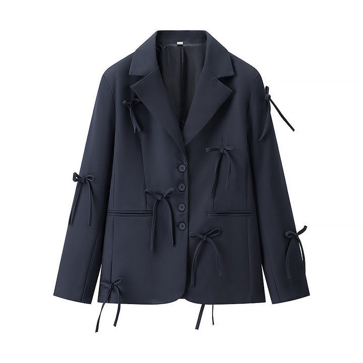 Damen modische Blazerjacke mit dekorativen Binde-Details Drune