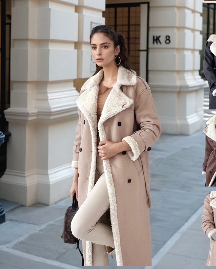 Damen Luxuriöser Oversized-Mantel mit weichem Fleece-Futter Drune