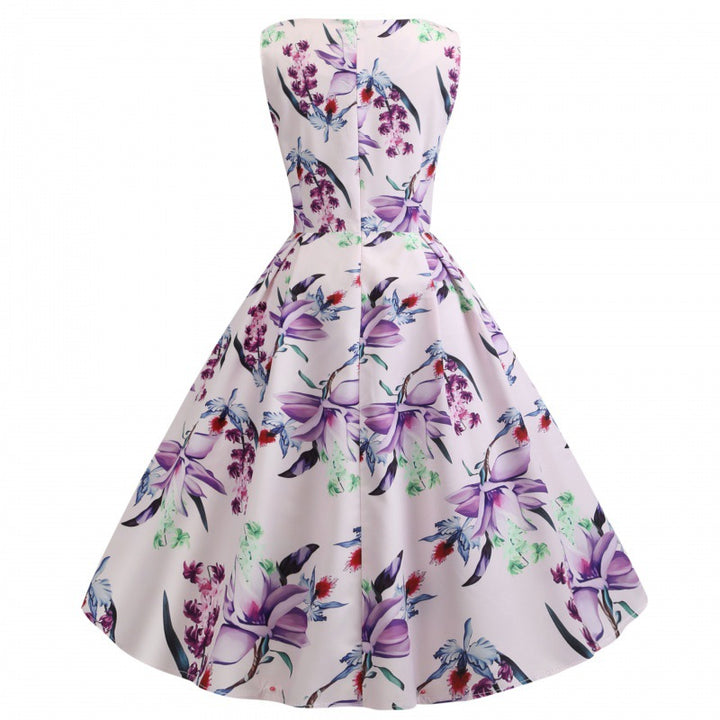 Damen A-Linien Kleid mit floralem Muster und seitlichen Eingrifftaschen Drune