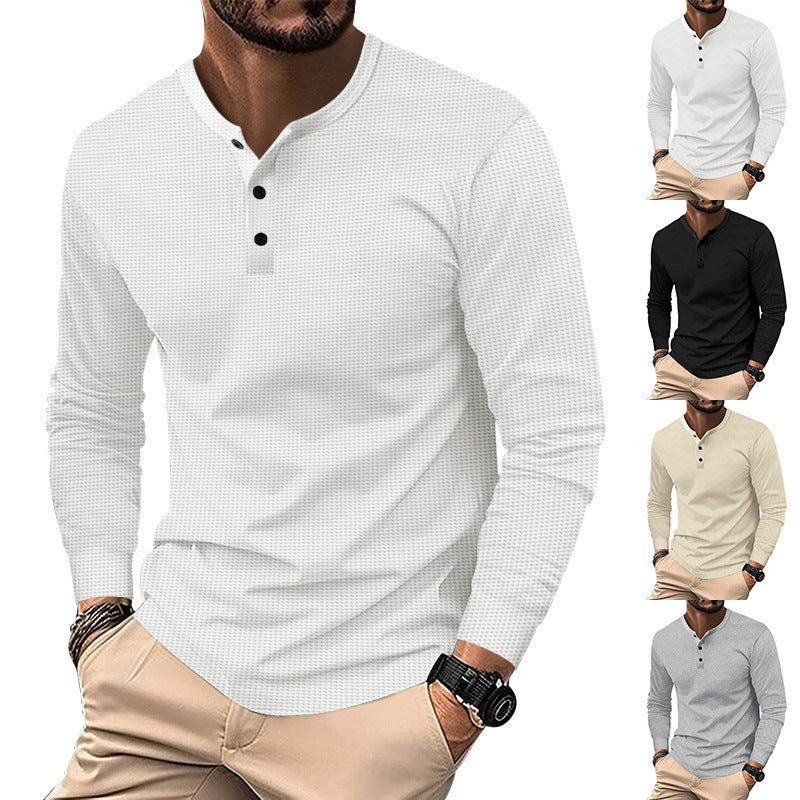 Herren Langarm-Henley-Shirt aus atmungsaktivem Strukturstoff Drune
