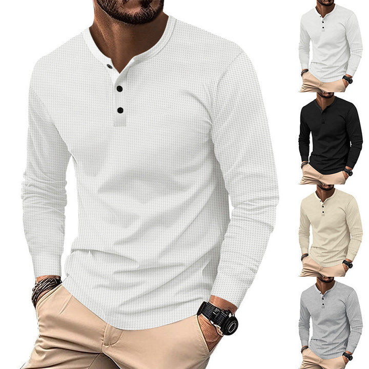 Herren Langarm-Henley-Shirt aus atmungsaktivem Strukturstoff Drune