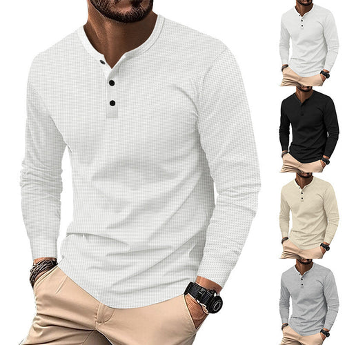 Herren Langarm-Henley-Shirt aus atmungsaktivem Strukturstoff Drune