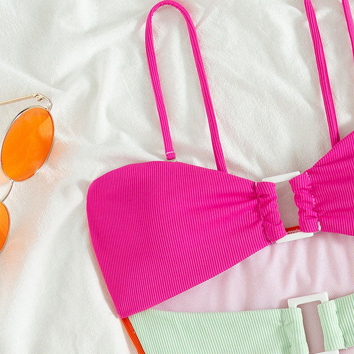 Damen Modischer Cut-Out-Bikini mit Verstellbarem Oberteil Drune