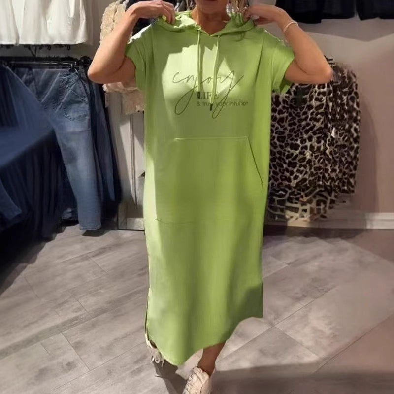 Damen Hoodie-Kleid mit praktischen Einschubtaschen und seitlichen Schlitzen Drune