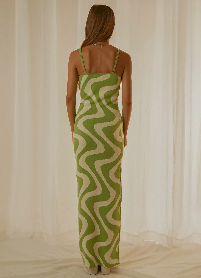 Damen Designer-Midi-Kleid mit stilvollem Grafikmuster Drune