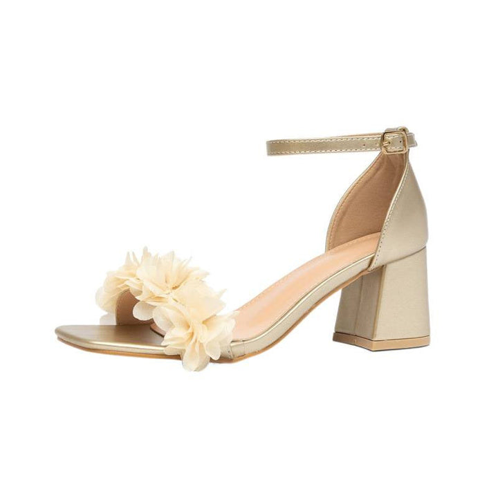 Damen Hochhackige Sandalen mit floralen Applikationen Drune