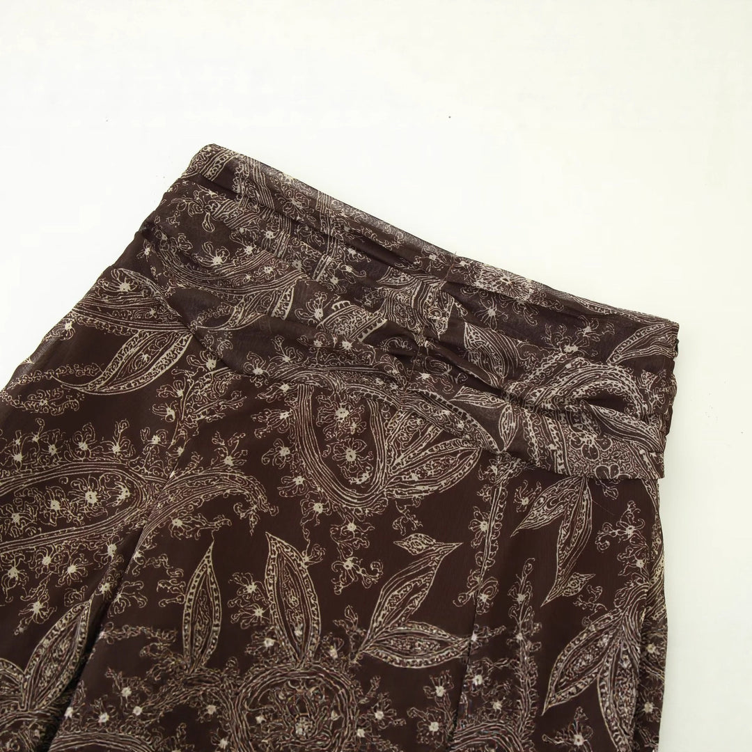 Damen eleganter Maxirock mit floralem Paisleymuster und elastischem Bund Drune