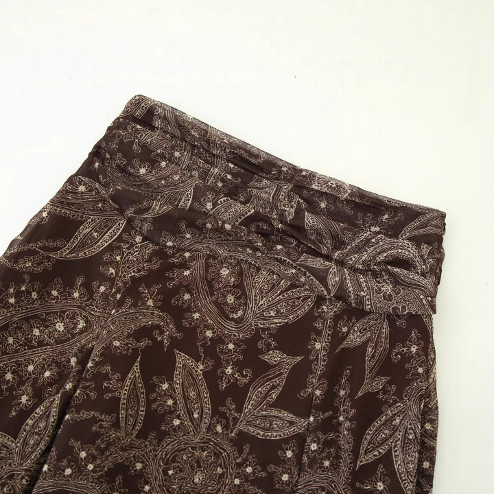 Damen eleganter Maxirock mit floralem Paisleymuster und elastischem Bund Drune