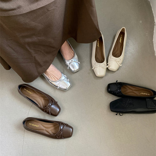 Damen klassisch geschnittene Ballerinas mit zierlichem Schleifenakzent und komfortabler Fußbettung Drune