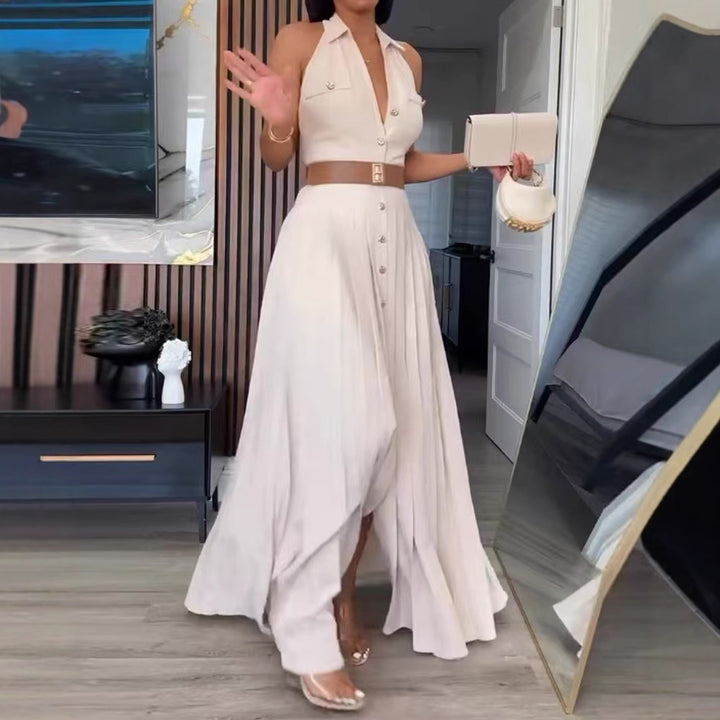 Damen Kurzarm Kleid mit plissierten Details Drune