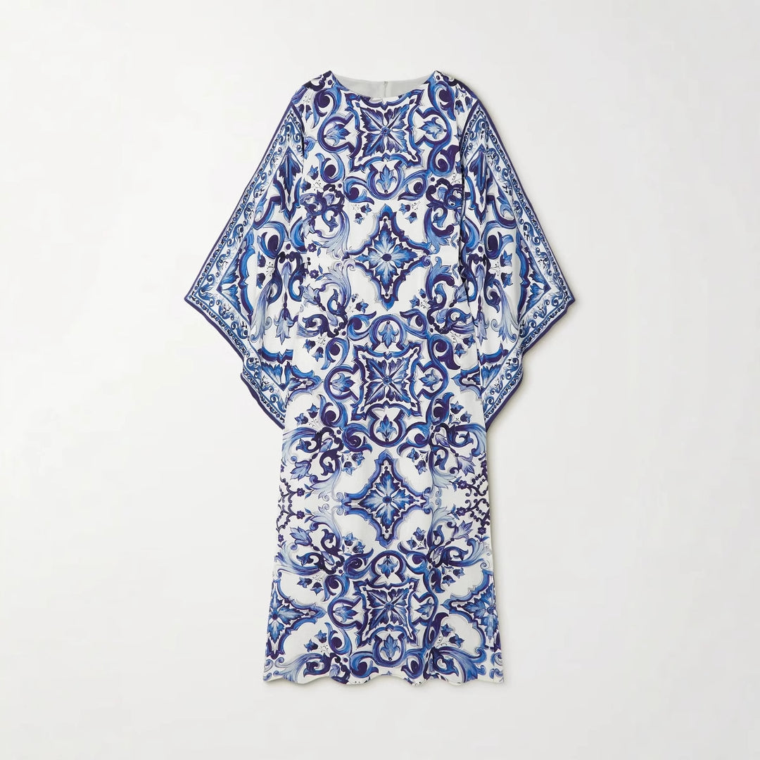 Damen Eleganter Kaftan mit kunstvollem Muster und seitlichen Schlitzen Drune