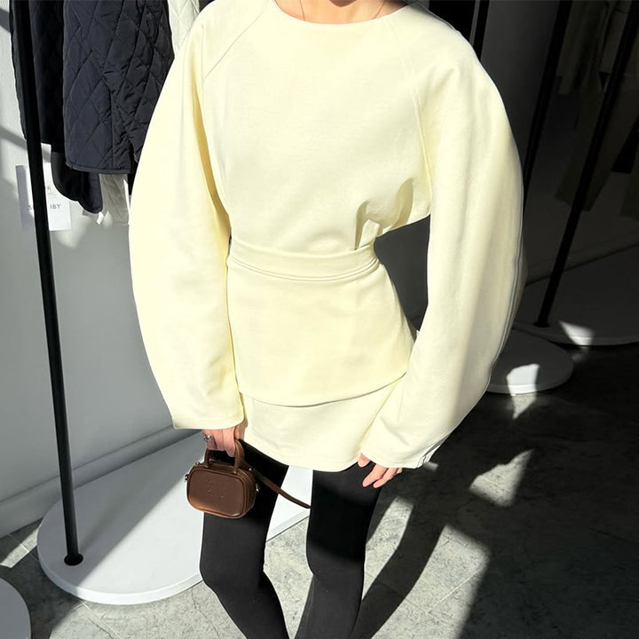 Damen modischer Sweatshirt mit Ballonärmeln Drune