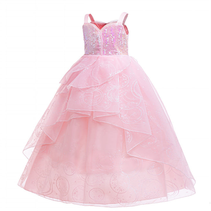 Glinda Cosplay Kleid – Rosa Prinzessinnenballkleid für Mädchen (Hochzeit, Bühne) Drune