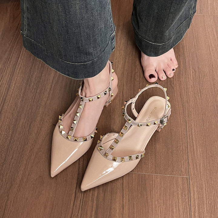 Damen Slingback Pumps mit dekorativen Nieten und komfortablem Blockabsatz Drune