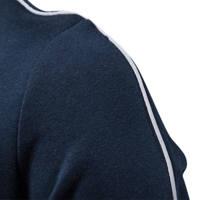 Herren nan sportive Baumwoll-Sweatjacke mit Stehkragen und Kängurutaschen Drune