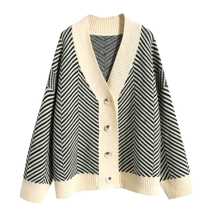 Damen Strickjacke mit modernem Zickzackmuster und kuscheligem Material Drune